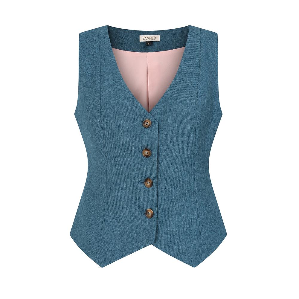 Banned - Selma Waistcoat - Blue